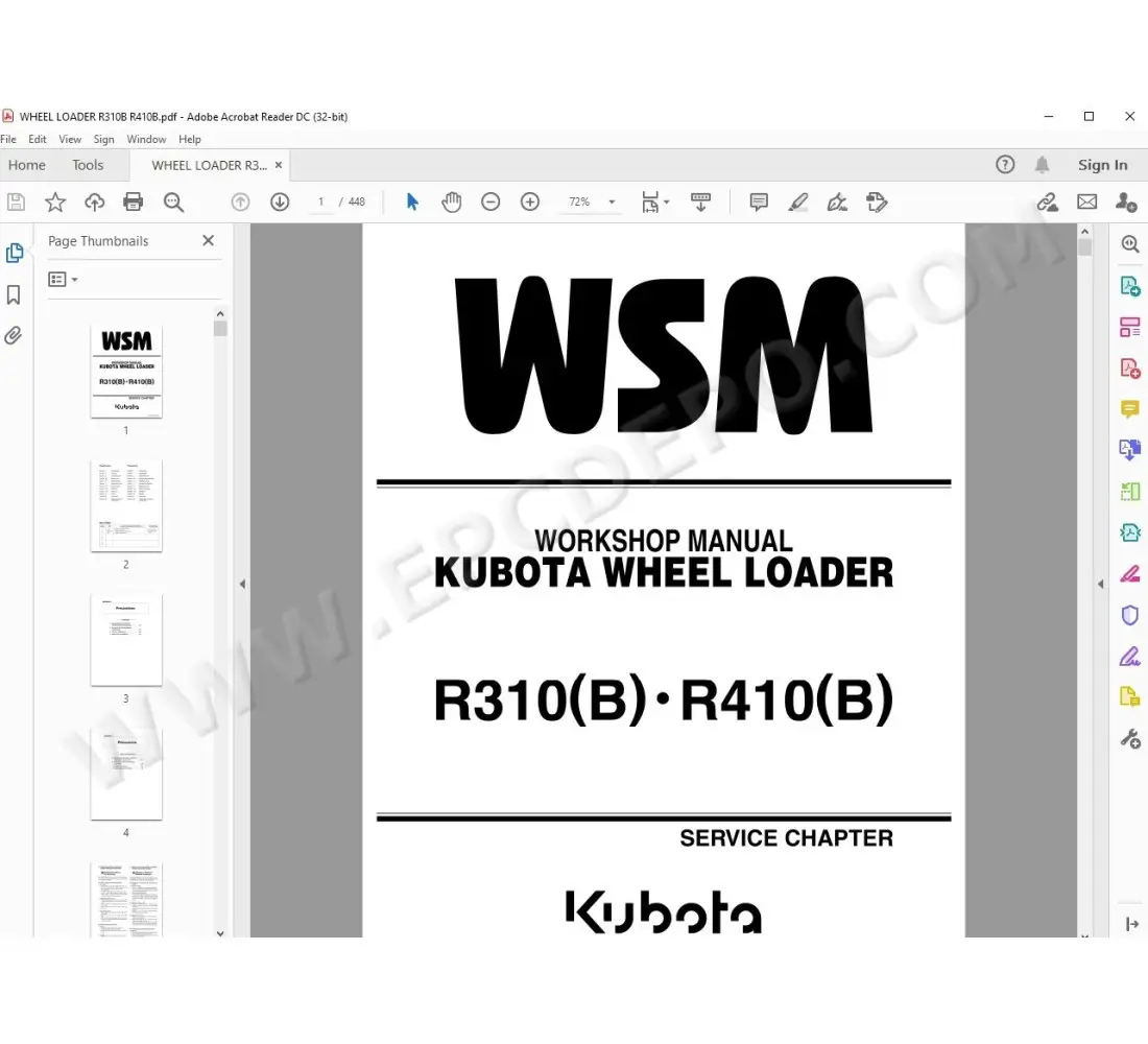 Kubota Wheel Loader R310 R410 B service manual